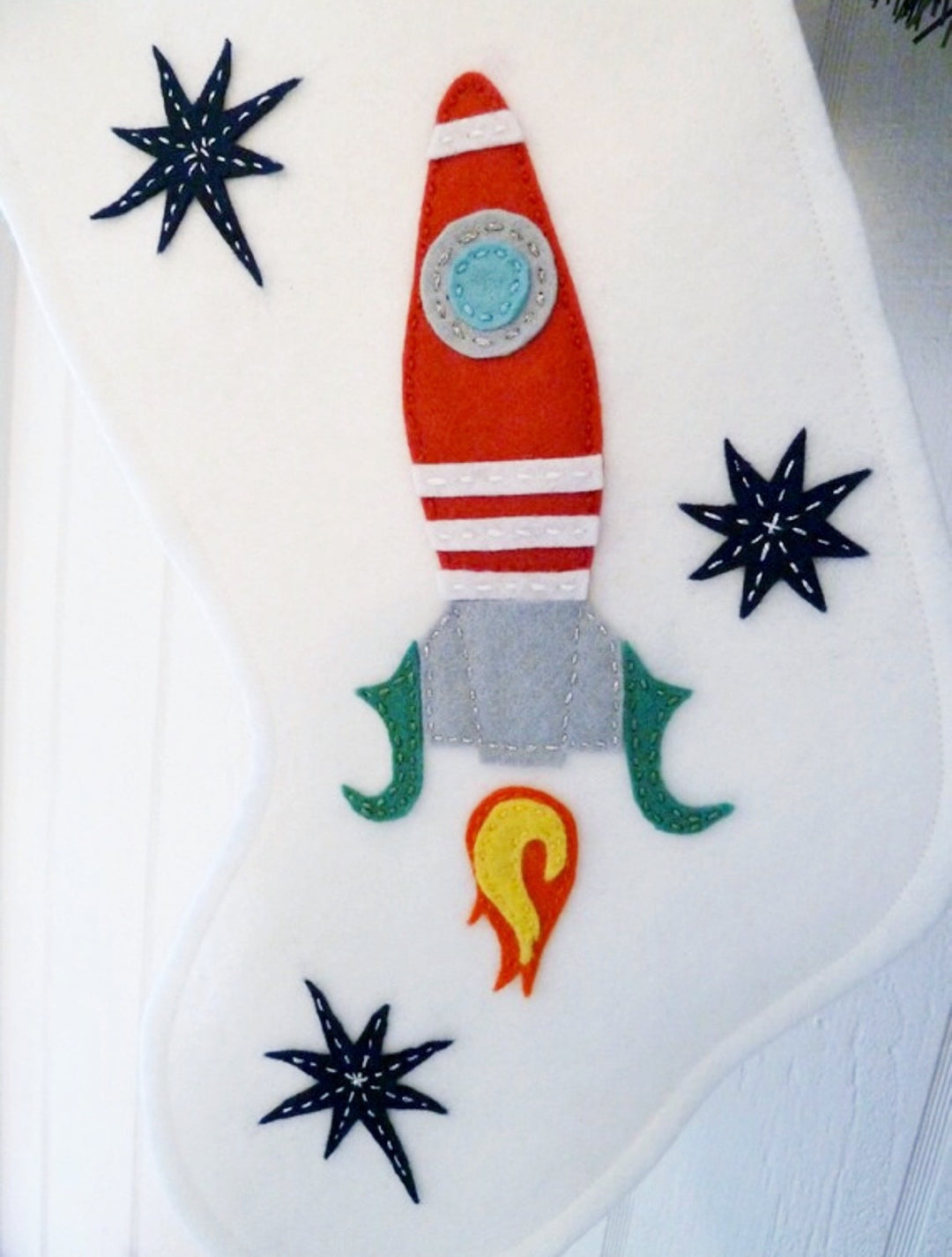 Craftermoon - Handmade Heirloom Wool Felt Rocket Stocking 2