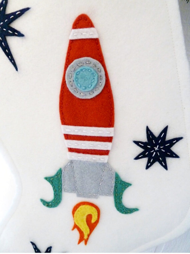 Craftermoon - Handmade Heirloom Wool Felt Rocket Stocking 3