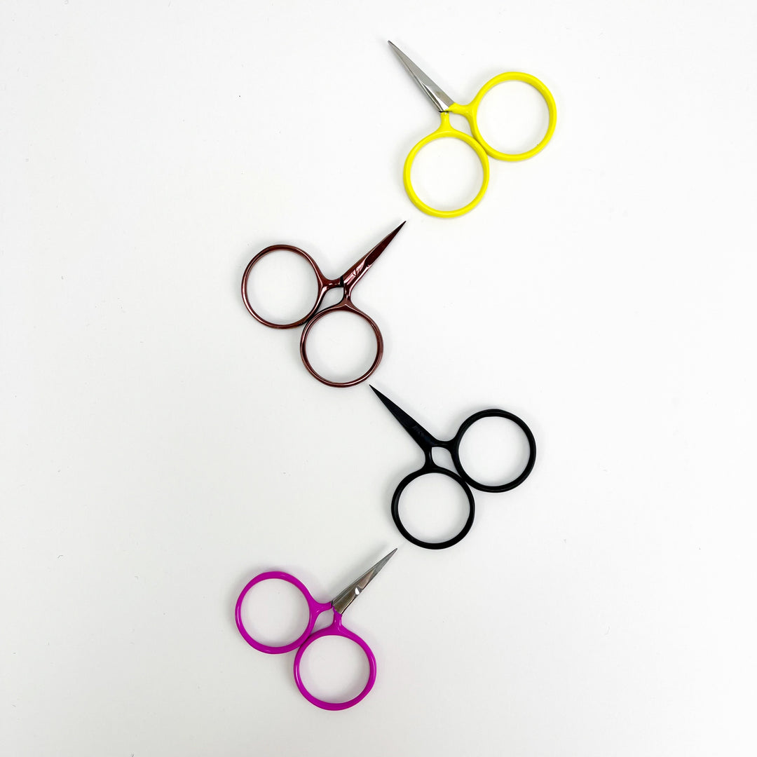 Craftermoon - Black Round Modern Embroidery Scissors Beckham Circular Handles Pink Yellow 3