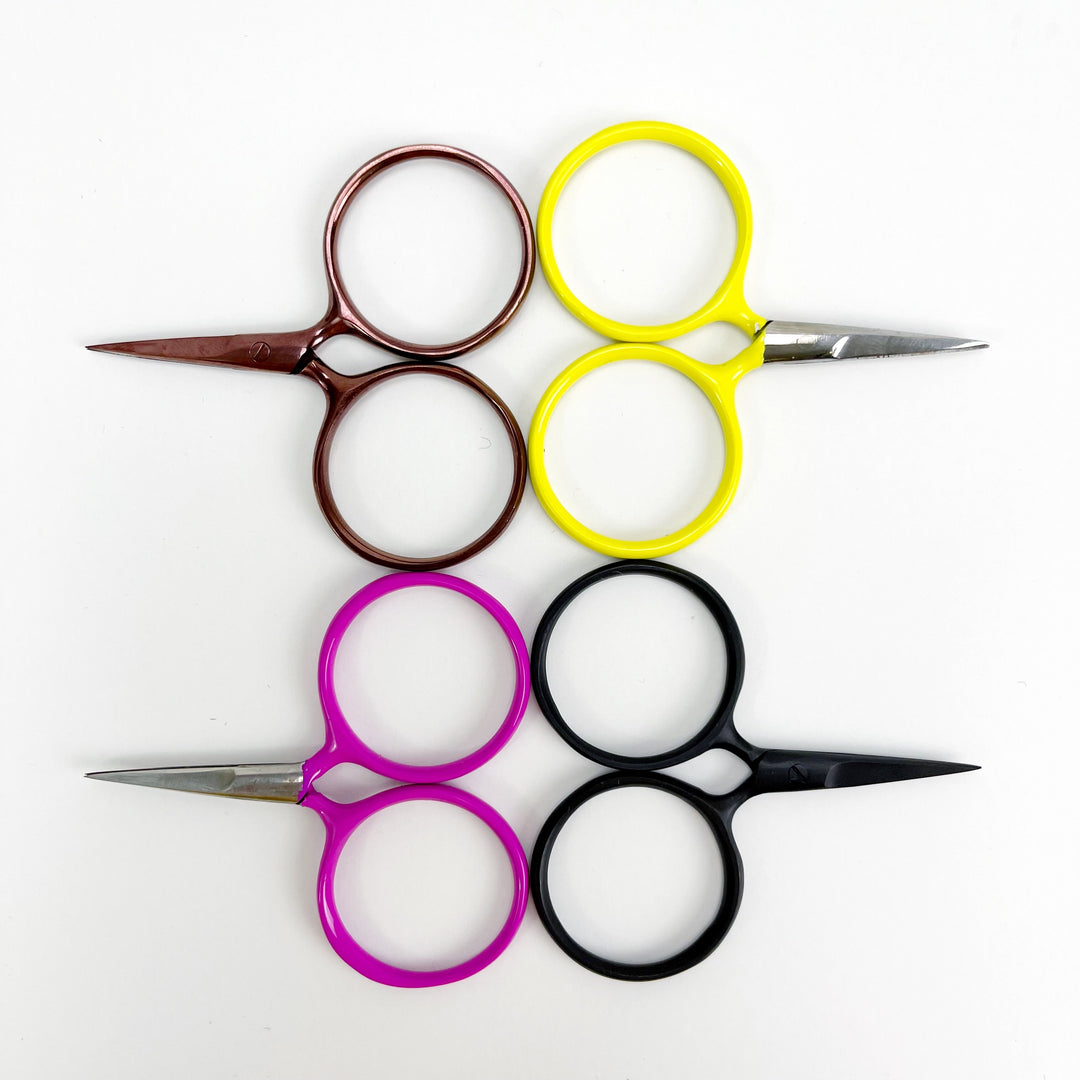 Craftermoon - Black Round Modern Embroidery Scissors Beckham Circular Handles Pink Yellow 4
