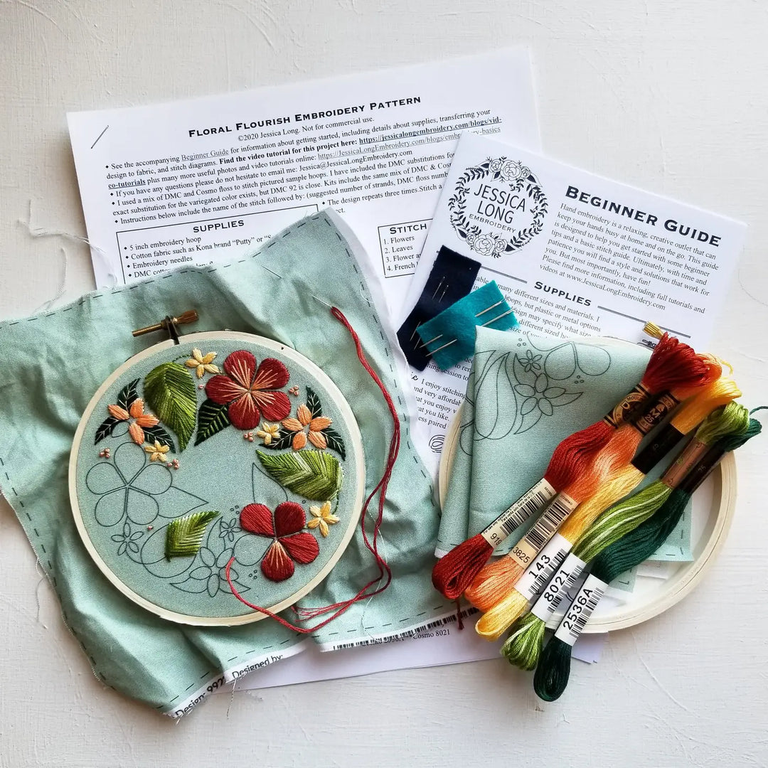 Craftermoon - Floral Flourish Beginner Embroidery Kit 11