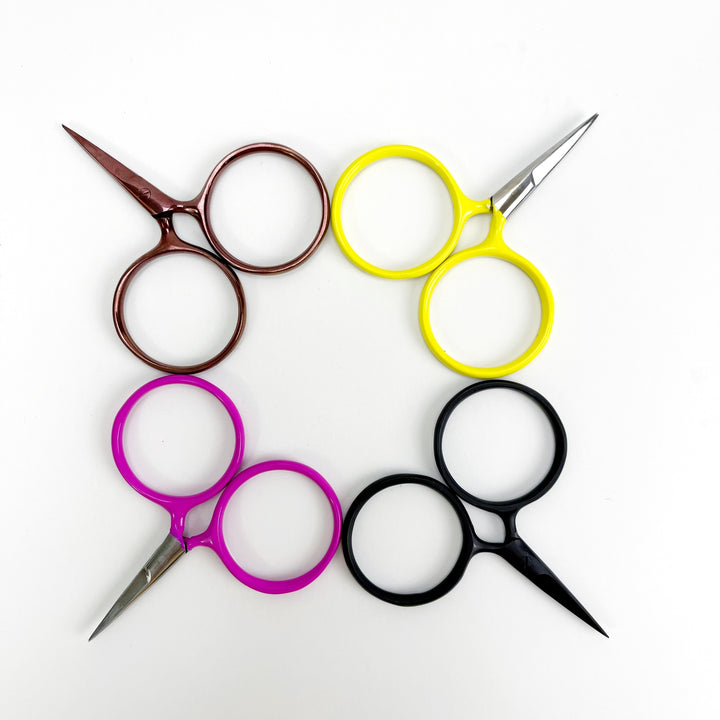 Craftermoon - Black Round Modern Embroidery Scissors Beckham Circular Handles Pink Yellow 2