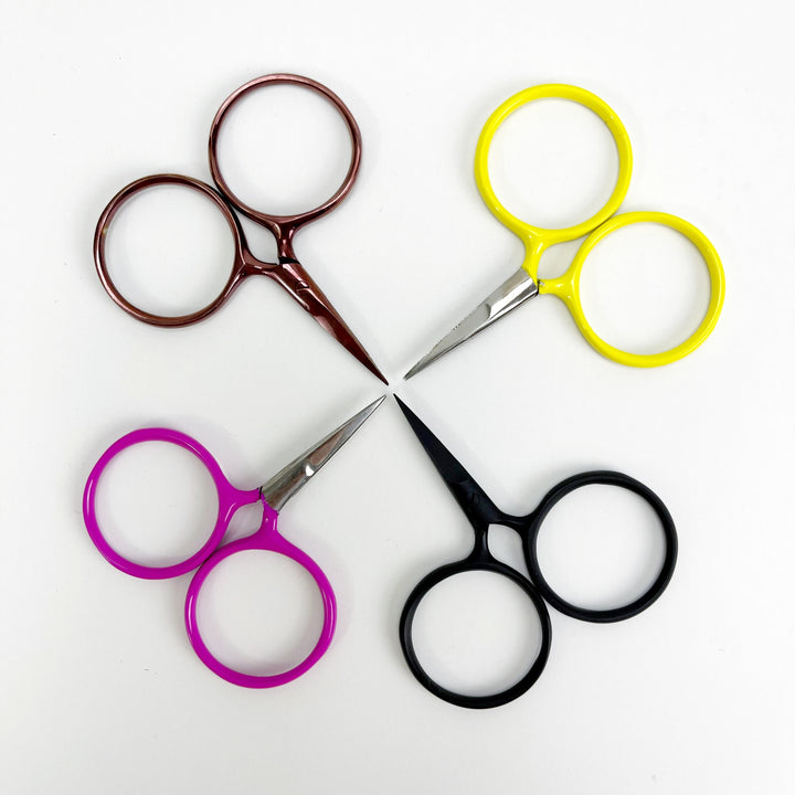 Craftermoon - Black Round Modern Embroidery Scissors Beckham Circular Handles Pink Yellow