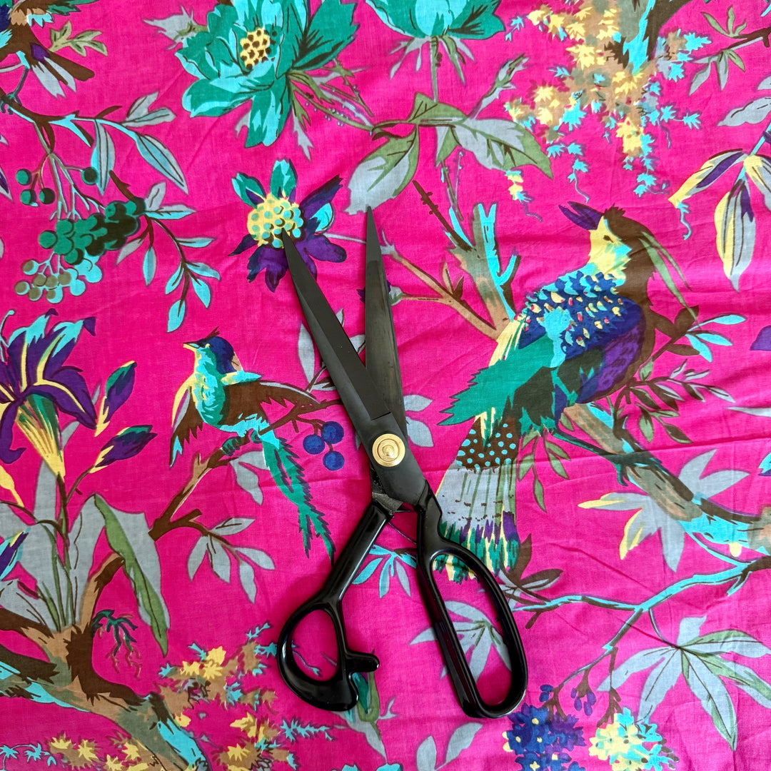 Pink Floral Bird Pattern Fabric Hand Printed Cotton (Copy)