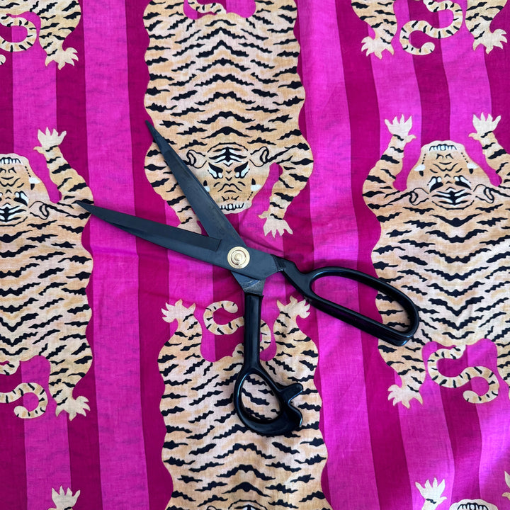 Pink and Red Stripe Tiger Fabric Hand Printed Cotton by the yard