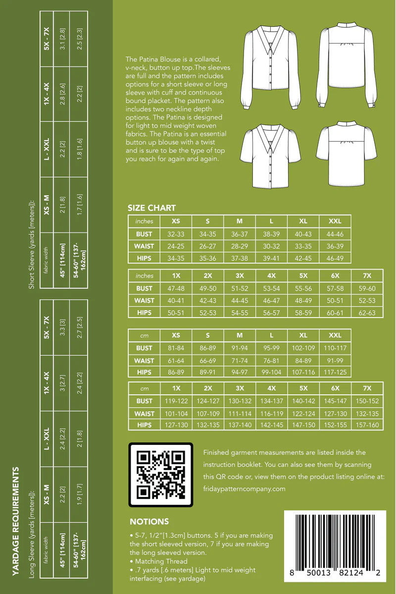 Patina Blouse Printed Sewing Pattern