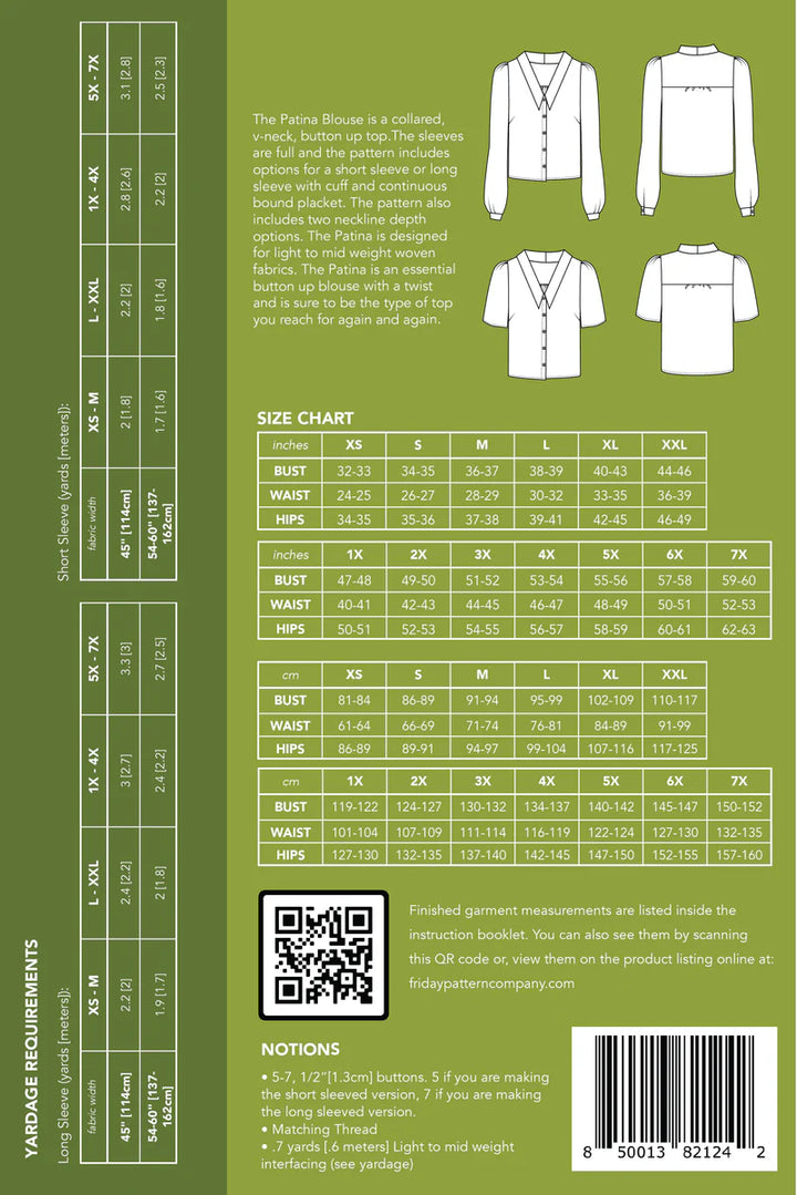 Patina Blouse Printed Sewing Pattern