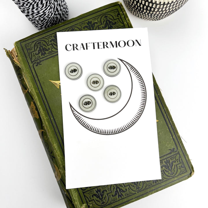 Craftermoon - Vintage Gray Buttons Set of 5 3