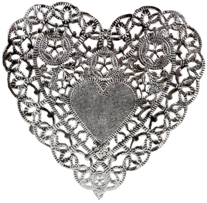 Crafterman - Hygloss Heart Shaped Doilies 6" 12/Pkg Silver