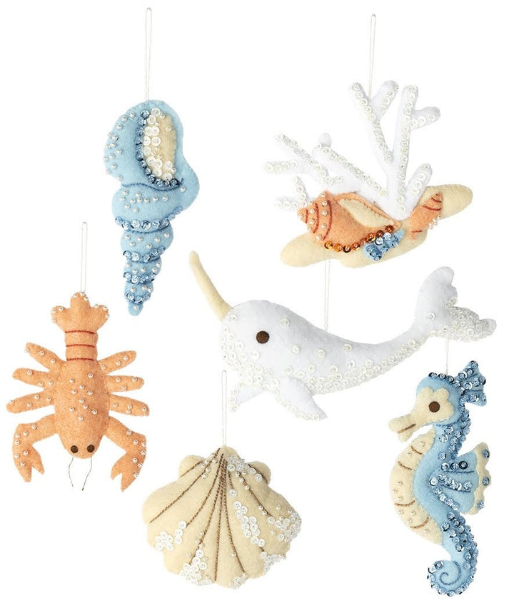 Craftermoon - Seashore Santa Felt Ornaments Applique Kit by Bucilla Set Of 6