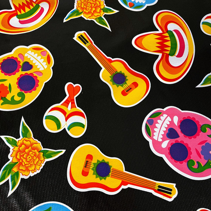 Craftermoon - Fiesta Oilcloth Fabric in Black by the Yard 3