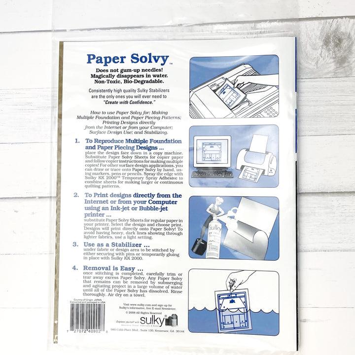 Craftermoon - Sulky Paper Solvy Water-Soluble Stabilizer 12 sheets/Pkg 2