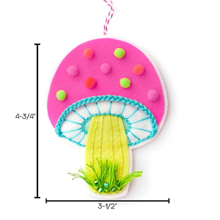 Craftermoon - Pink Cutie Mushroom Wool Felt Ornament Kit 3