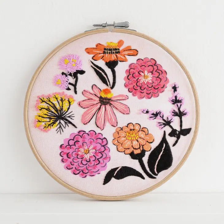 Craftermoon - Zinnia Sampler Premium Embroidery Kit, 6 inch 