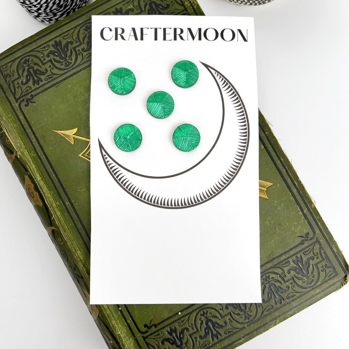 Craftermoon - Vintage Green Faceted Buttons Set of 5 2