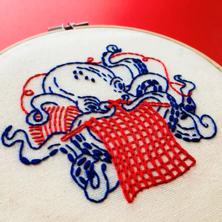 Craftermoon - Knitting Octopus Complete Embroidery Kit 2