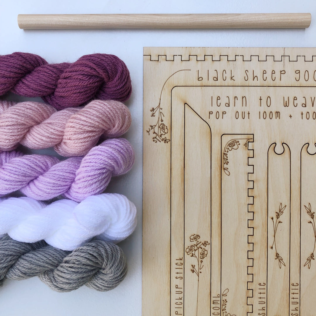 Craftermoon - DIY Tapestry Weaving Kit - Orchid, with Yarn