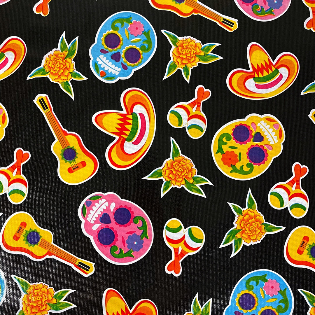 Craftermoon - Fiesta Oilcloth Fabric in Black by the Yard