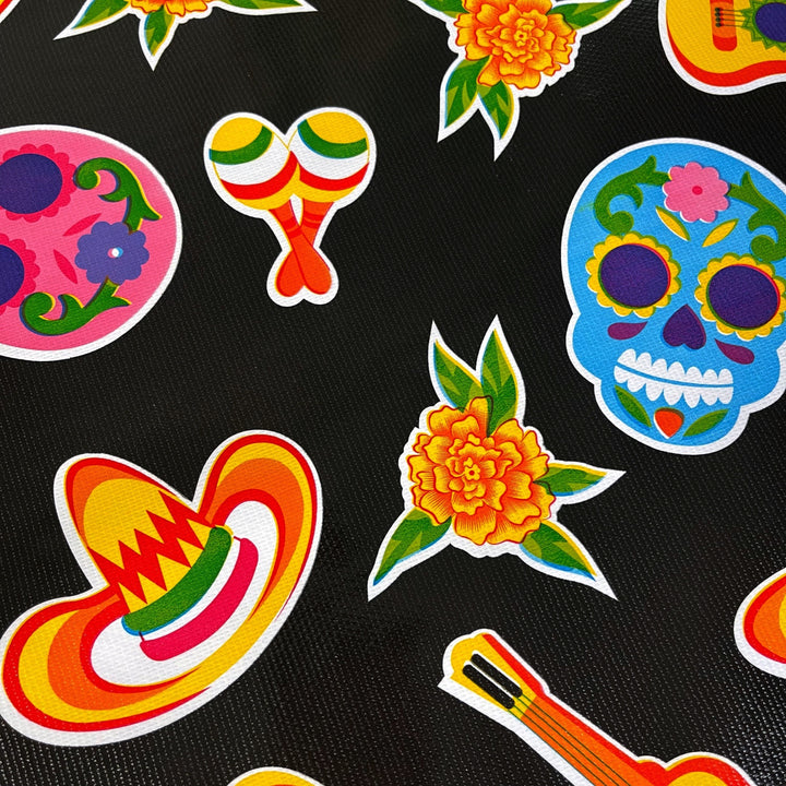 Craftermoon - Fiesta Oilcloth Fabric in Black by the Yard 2