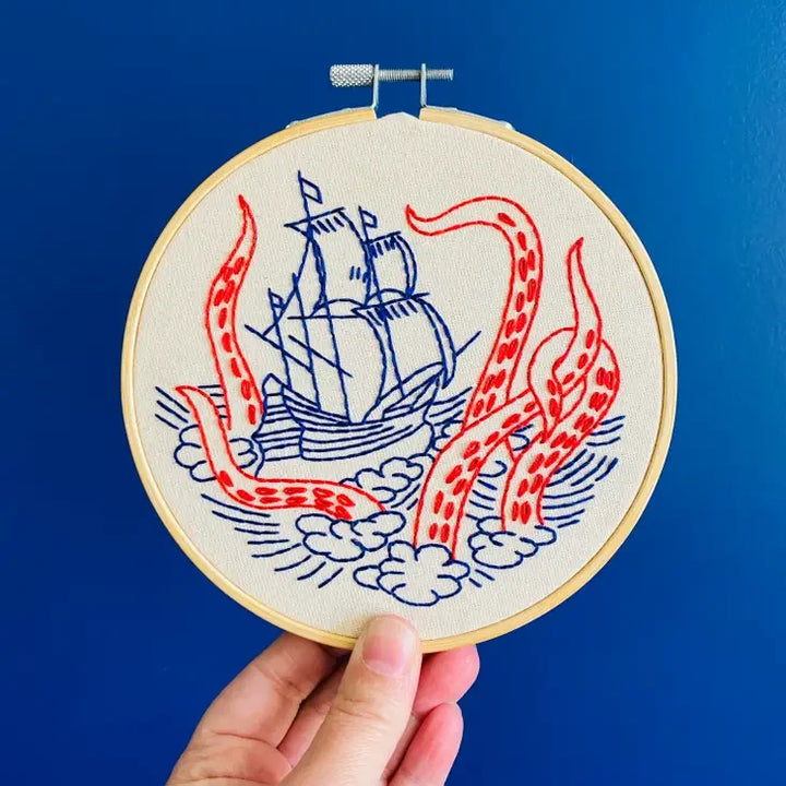 Craftermoon - Kraken and Ship Complete Embroidery Kit